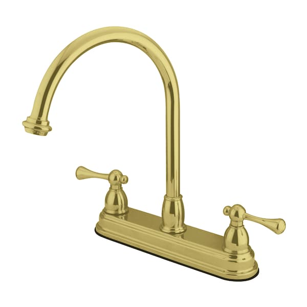 8" Centerset Kitchen Faucet, Polished Brass
